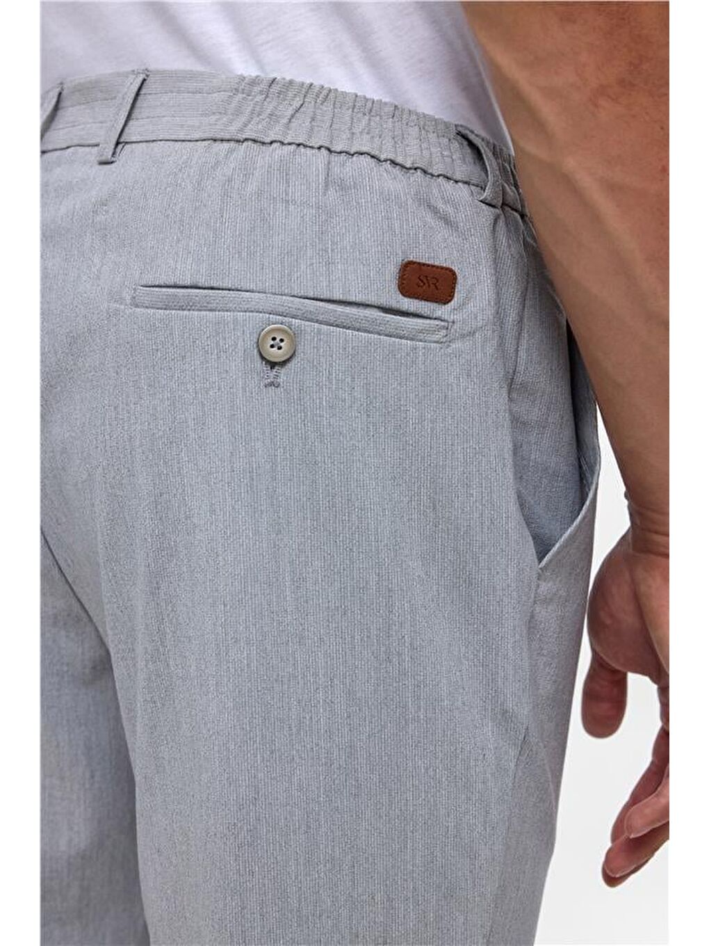 Gri Slim Düz Jogger Pantolon-4