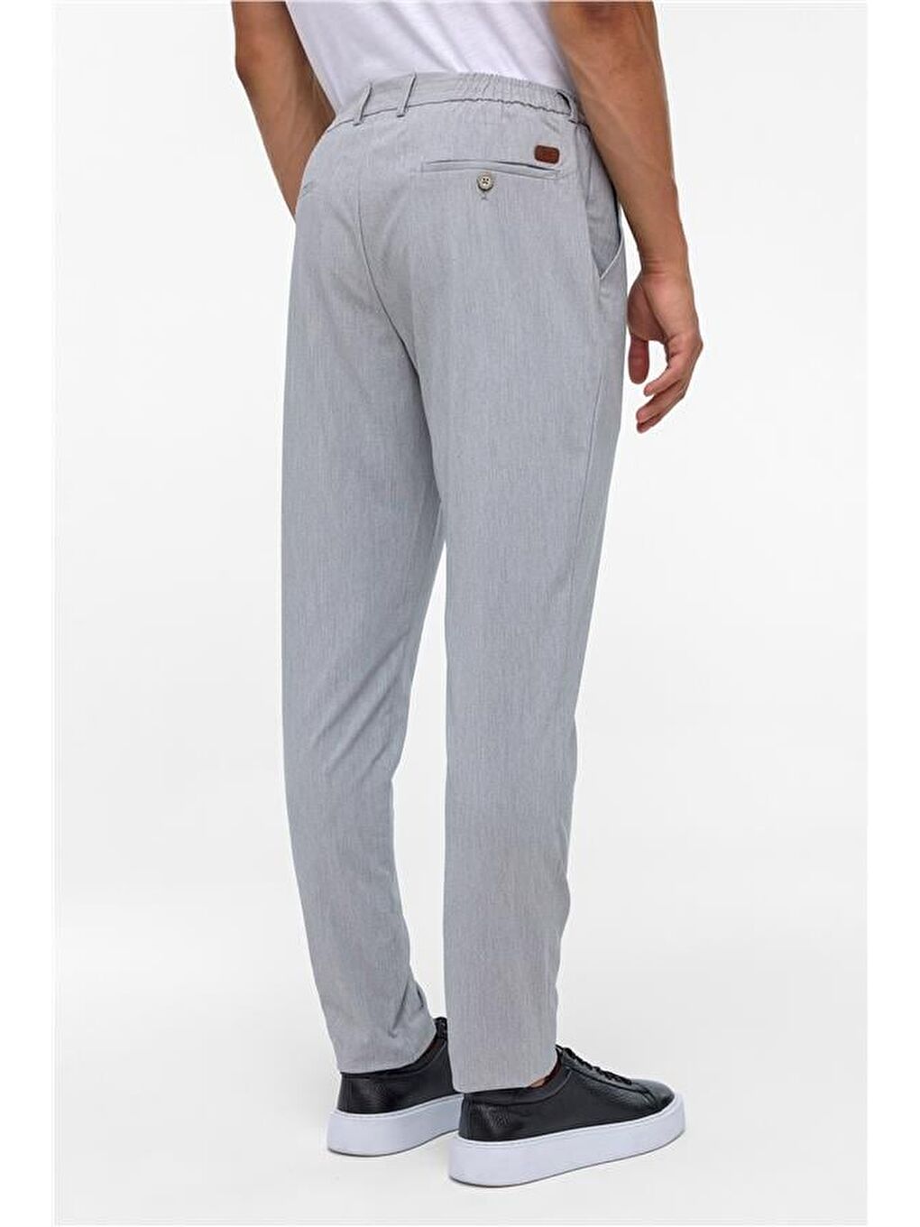 Gri Slim Düz Jogger Pantolon-5