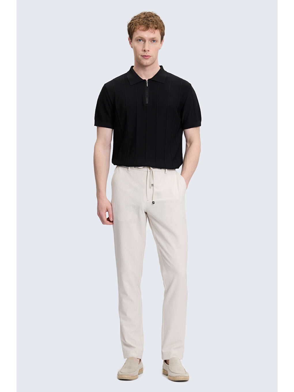 Bej Rahat Kesim Yandan Cepli Jogger Pantolon