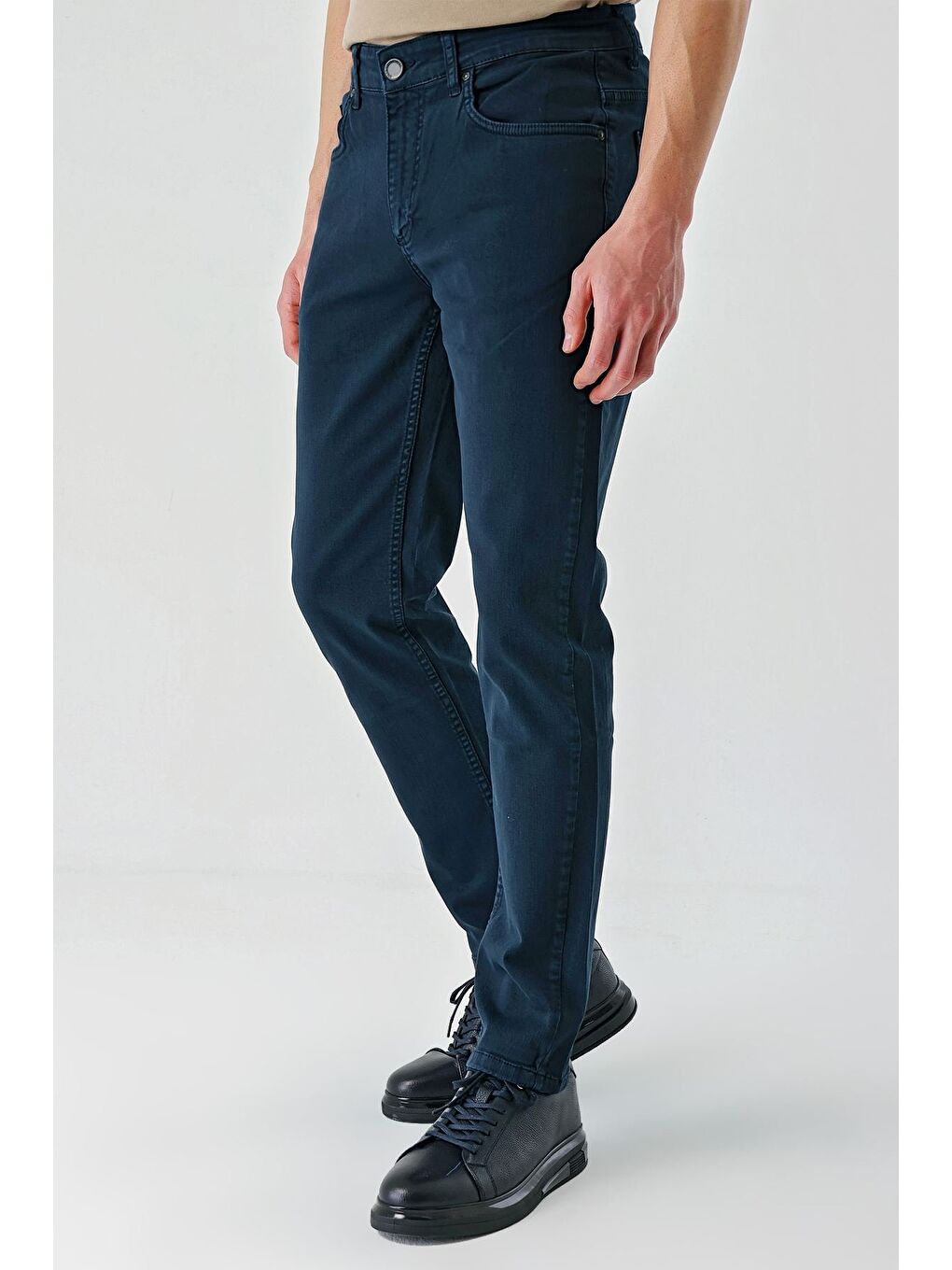 Koyu Lacivert Pamuklu 5 Cep Casual Slim Fit 5 Cep Pantolon 1003240318-1