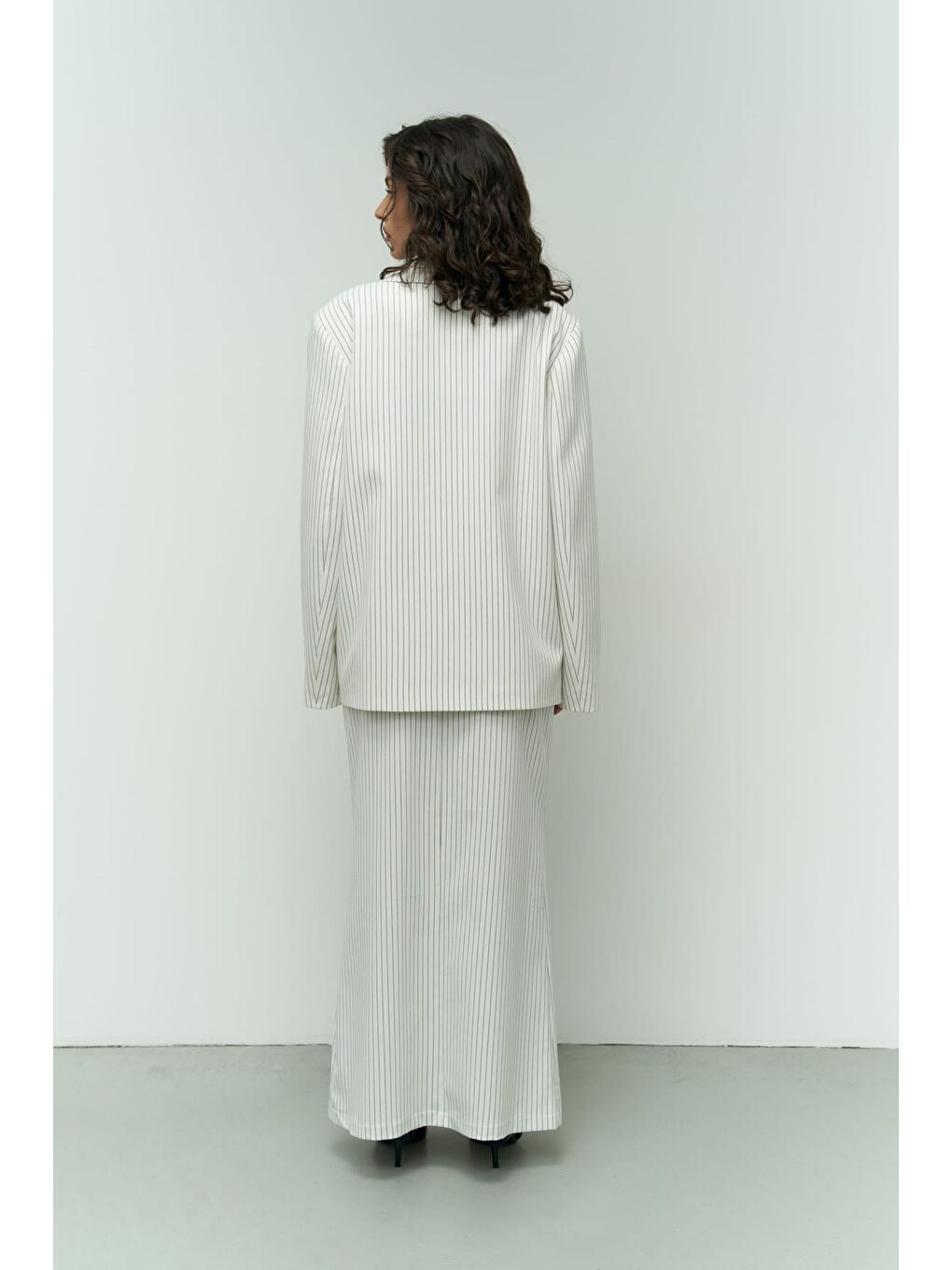 Bruno Çizgili Ekru Blazer-2