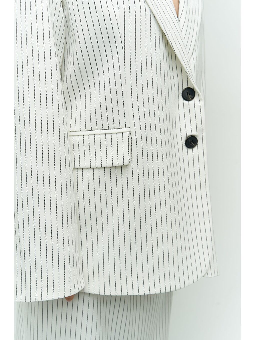 Bruno Çizgili Ekru Blazer-1