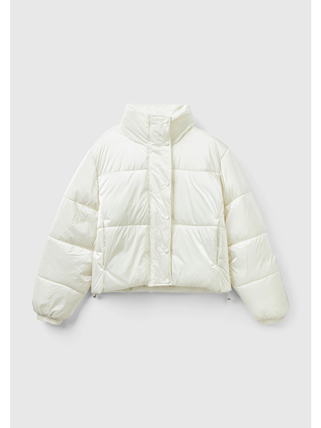 Ekru Kadın Krem Parlak Pufa Şişme Mont-1