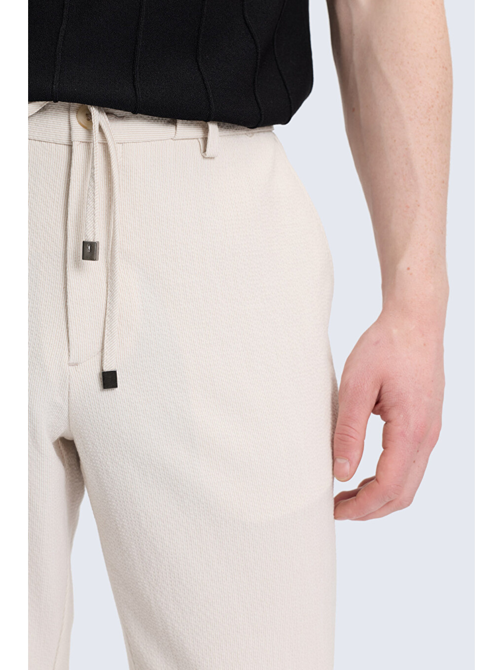 Bej Rahat Kesim Yandan Cepli Jogger Pantolon-2