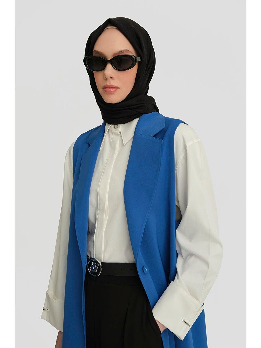 Mavi Apoletli Yelek 24K4201 Kobalt-3