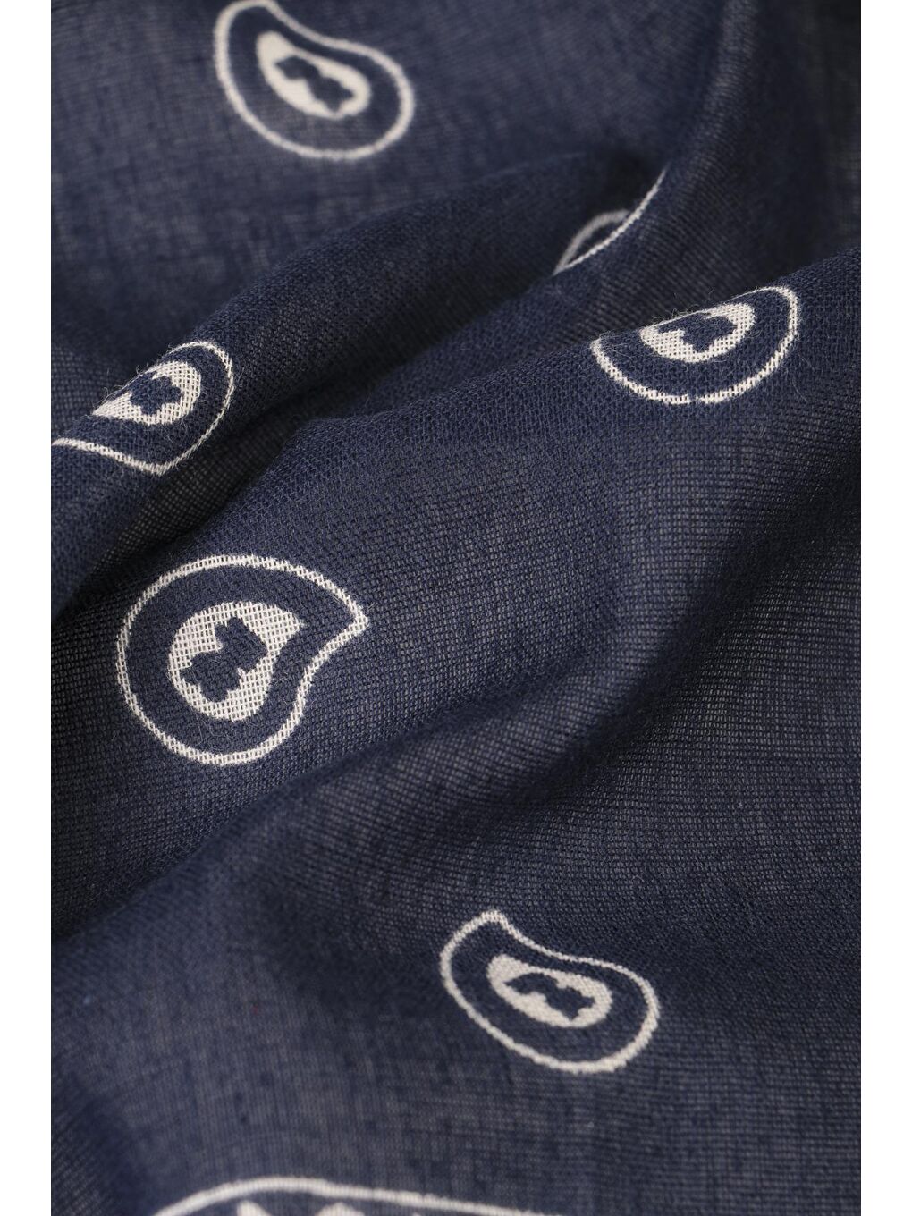 Lacivert Şal Desenli Kare Pamuk Bandana Fular-2