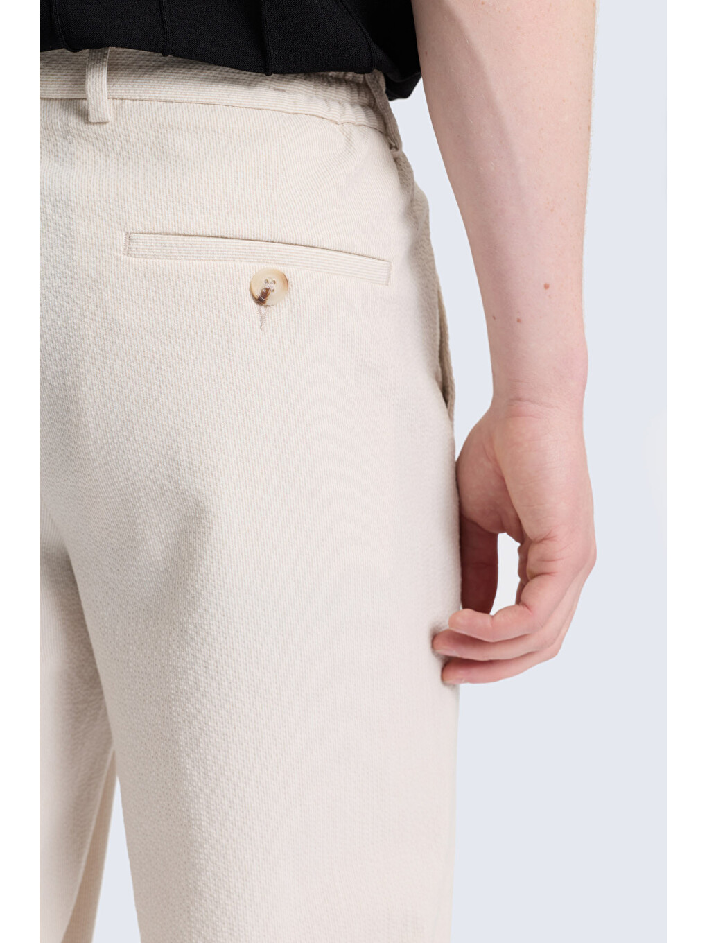 Bej Rahat Kesim Yandan Cepli Jogger Pantolon-3