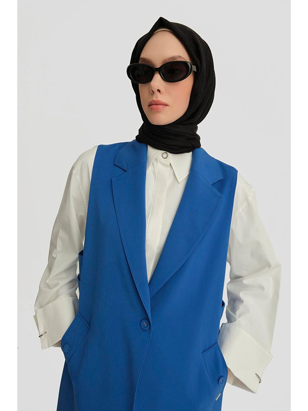 Mavi Apoletli Yelek 24K4201 Kobalt-4