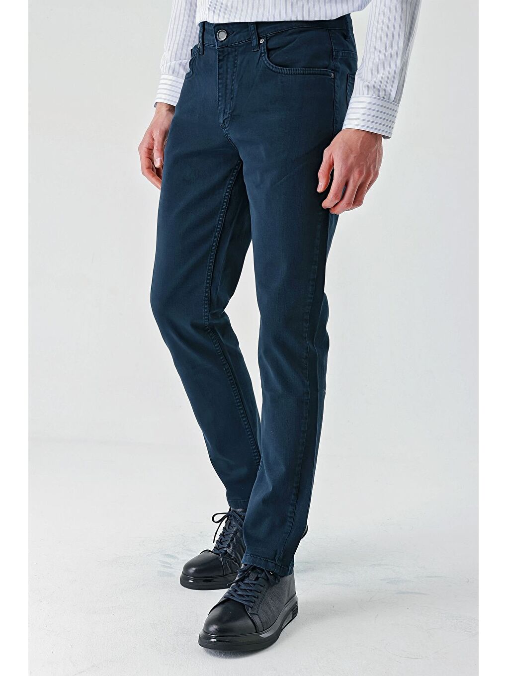 Koyu Lacivert Pamuklu 5 Cep Casual Slim Fit 5 Cep Pantolon 1003240318-6