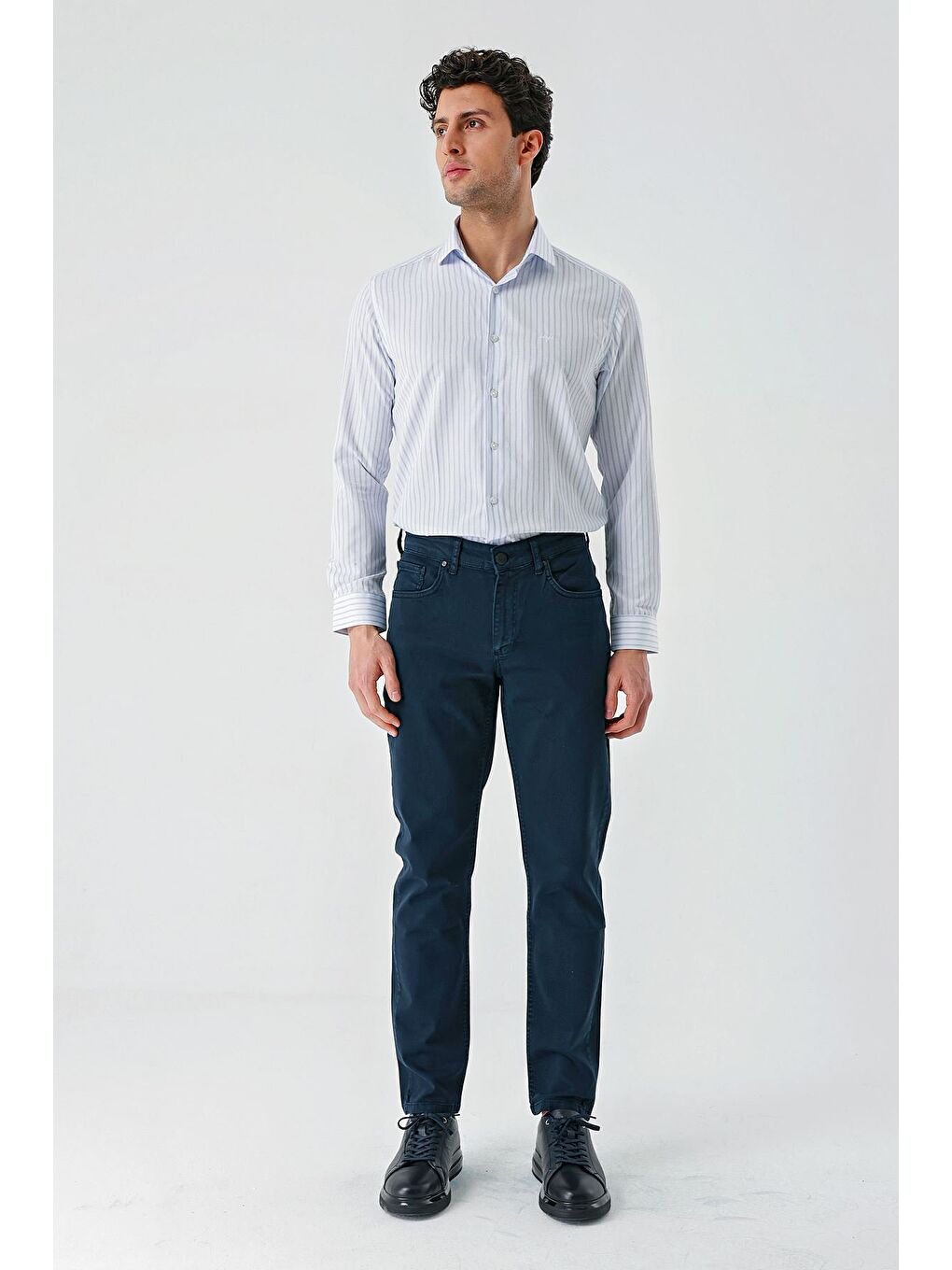 Koyu Lacivert Pamuklu 5 Cep Casual Slim Fit 5 Cep Pantolon 1003240318-7