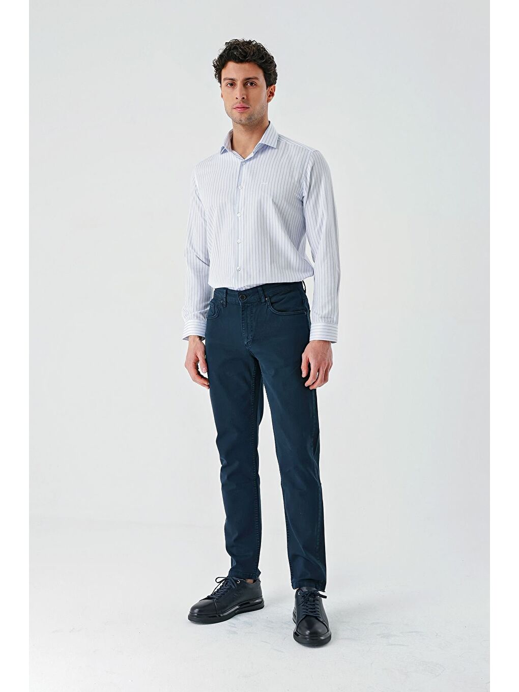 Koyu Lacivert Pamuklu 5 Cep Casual Slim Fit 5 Cep Pantolon 1003240318-8