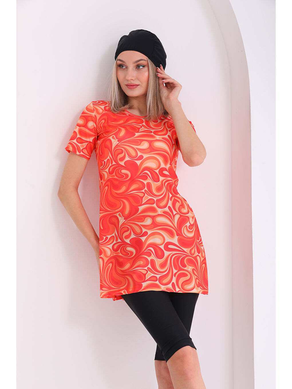 Elastanlı Yarı Kapalı Mayo 2415 Helen Turuncu