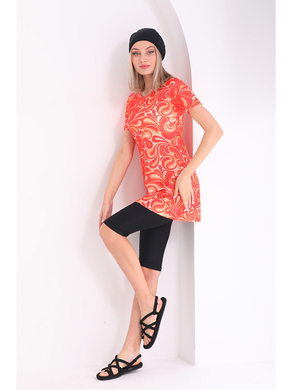 Elastanlı Yarı Kapalı Mayo 2415 Helen Turuncu-1