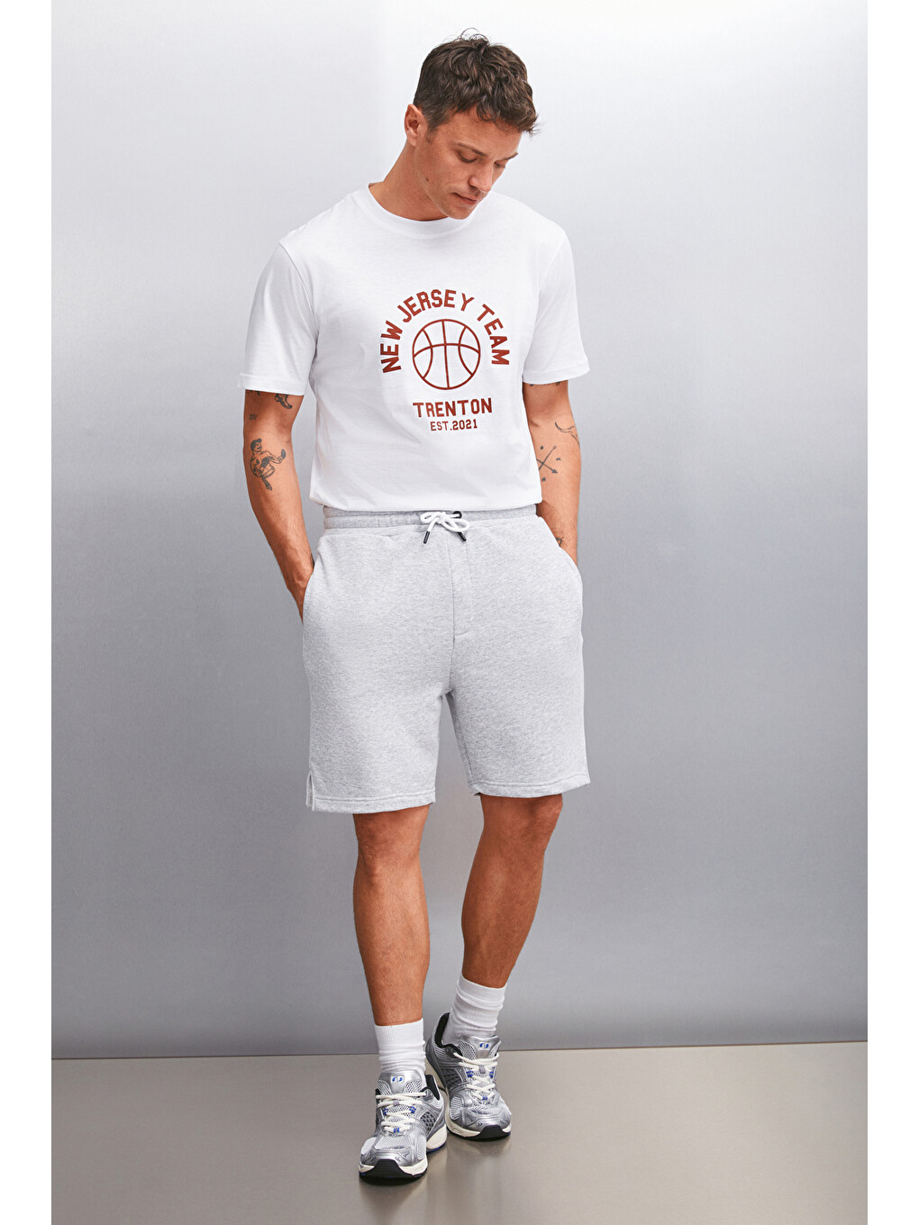 Gri UNCERTAIN Erkek Comfort Fit GRİ MELANJ Şort & Bermuda-2