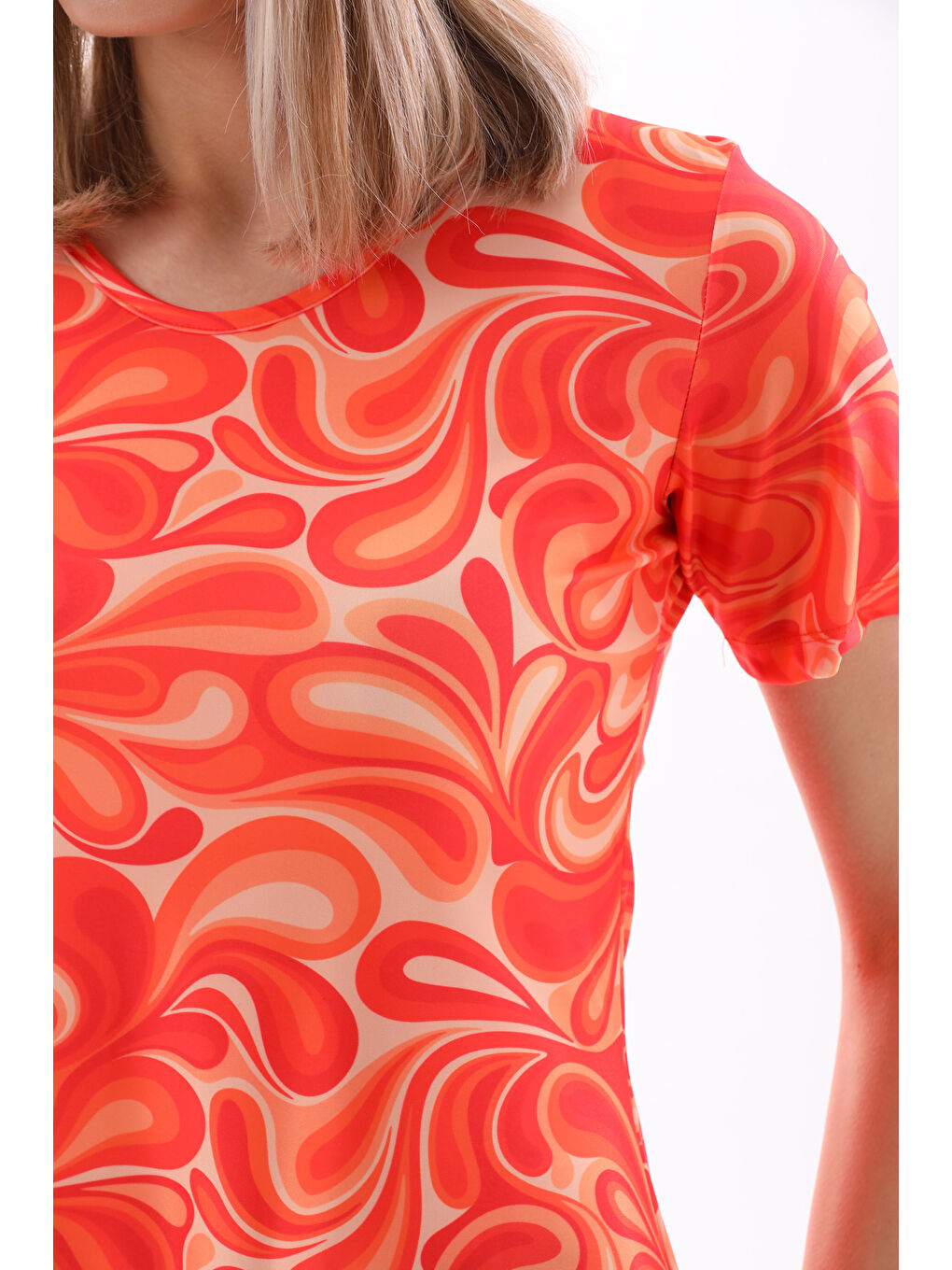 Elastanlı Yarı Kapalı Mayo 2415 Helen Turuncu-3