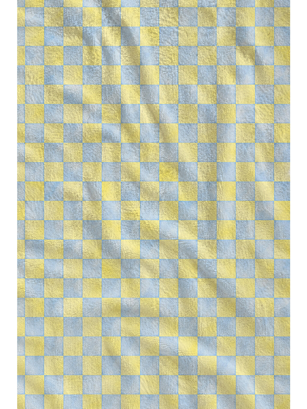 Pastel Sarı Mavi Damalı Kareli Yazlık Modern Desenli 70x150 Plaj Havlusu - Pamuklu Banyo Havlusu-2