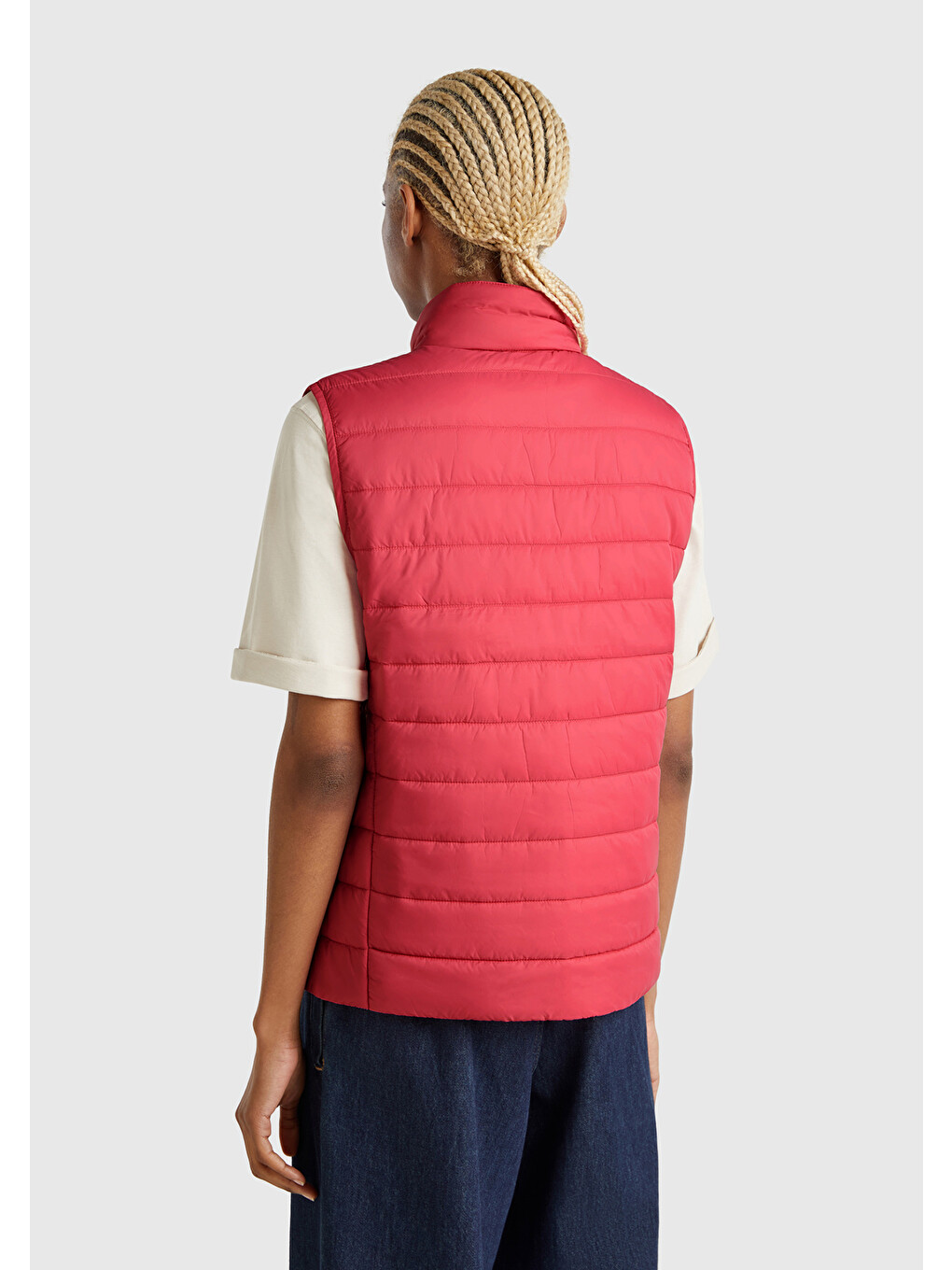 Kadın Fuşya Polyester Dolgulu Fermuarlı Slim Fit Pufa Yelek-2