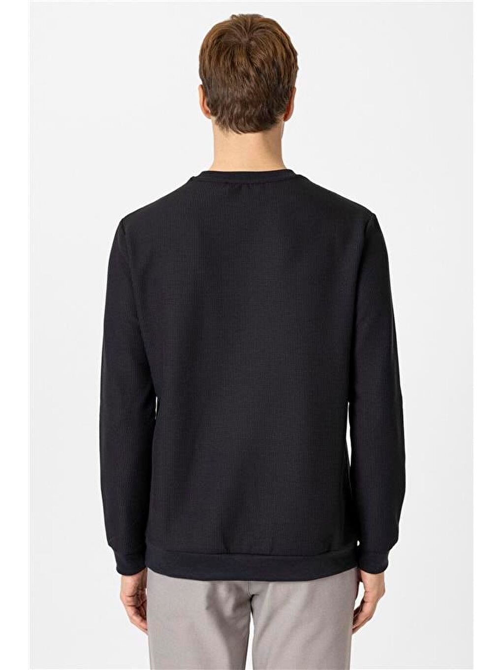 Siyah Regular Armürlü Bisiklet Yaka Triko-2