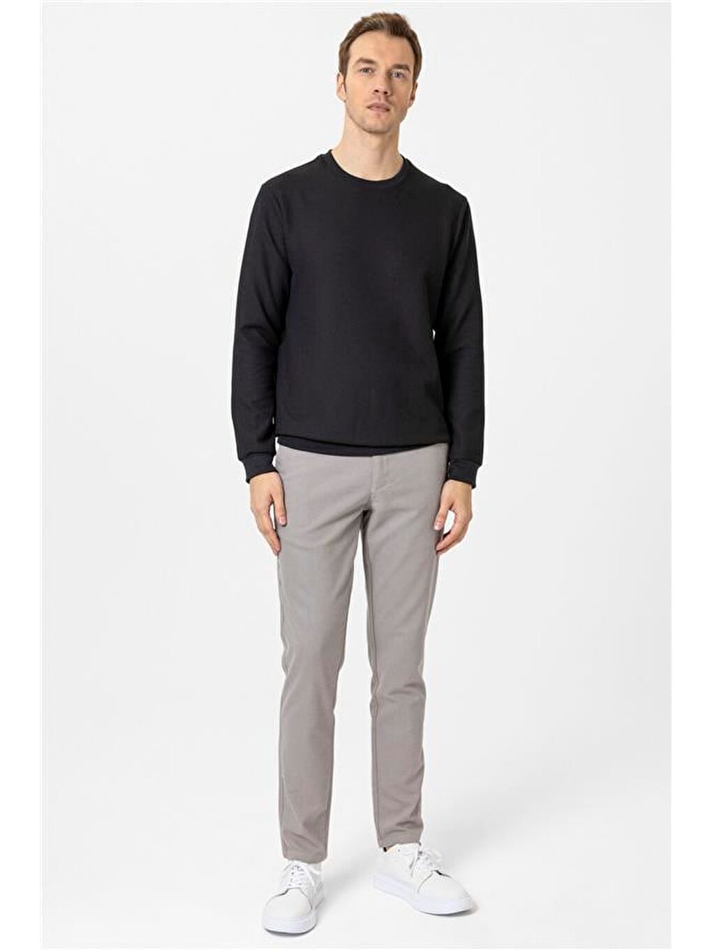 Siyah Regular Armürlü Bisiklet Yaka Triko-4