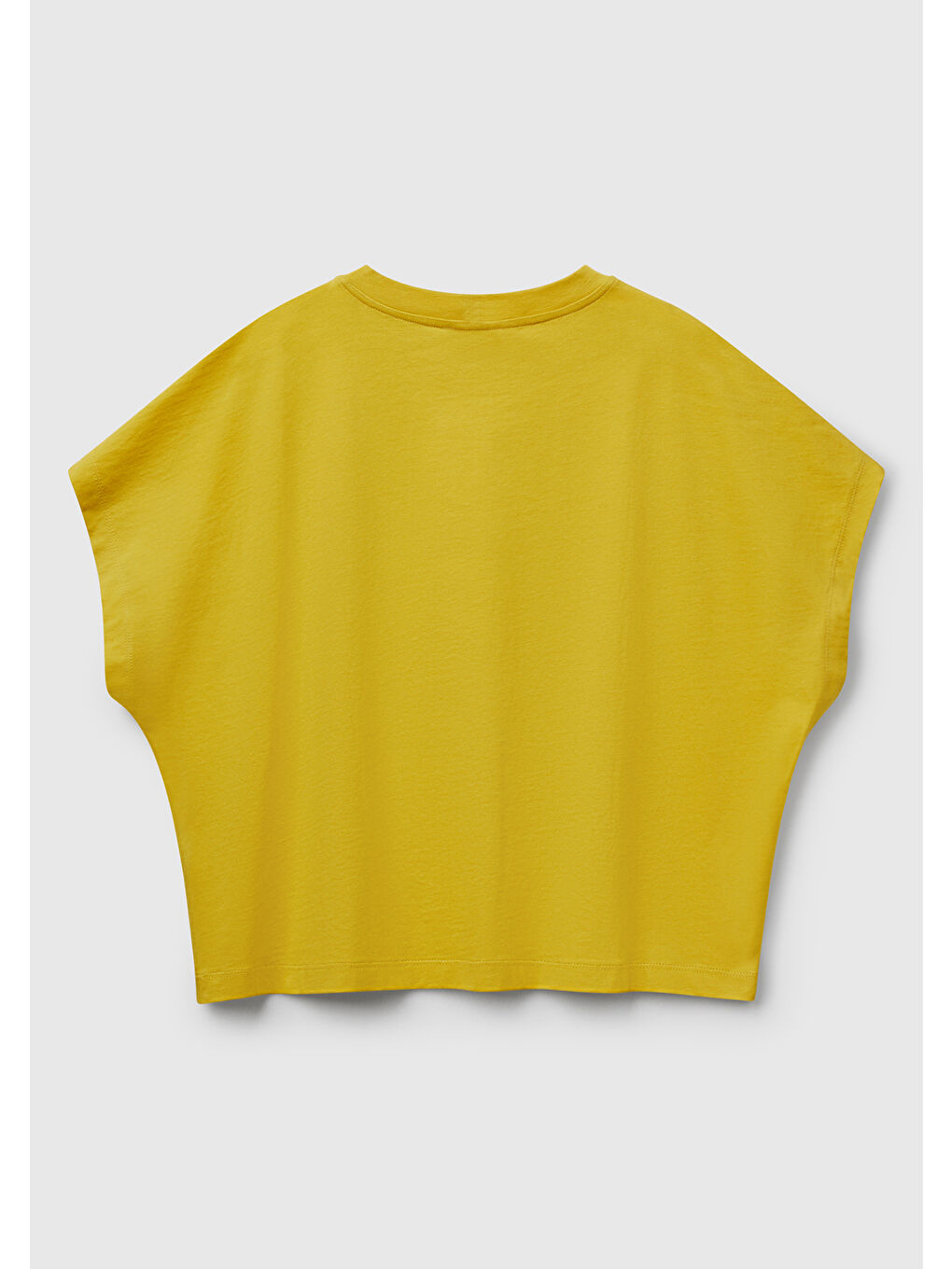 Kadın Sarı %100 Pamuk Kimono Kollu Bisiklet Yaka T-Shirt-3