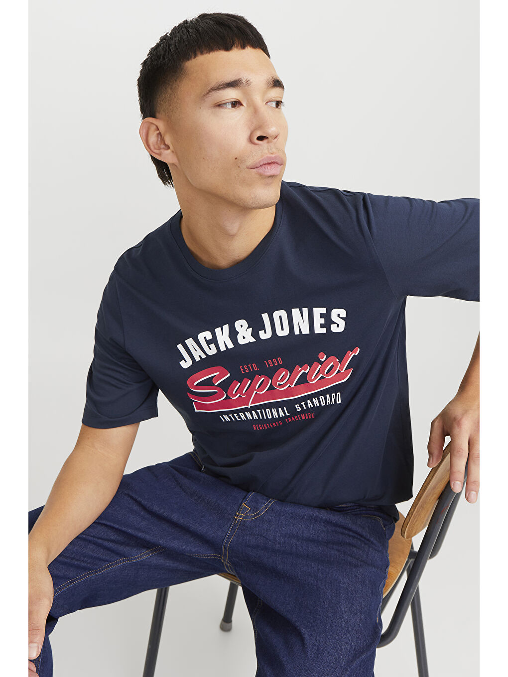 Lacivert Essentials Jjelogo % 100 Pamuk Regular Fit Erkek Tişört 12268267