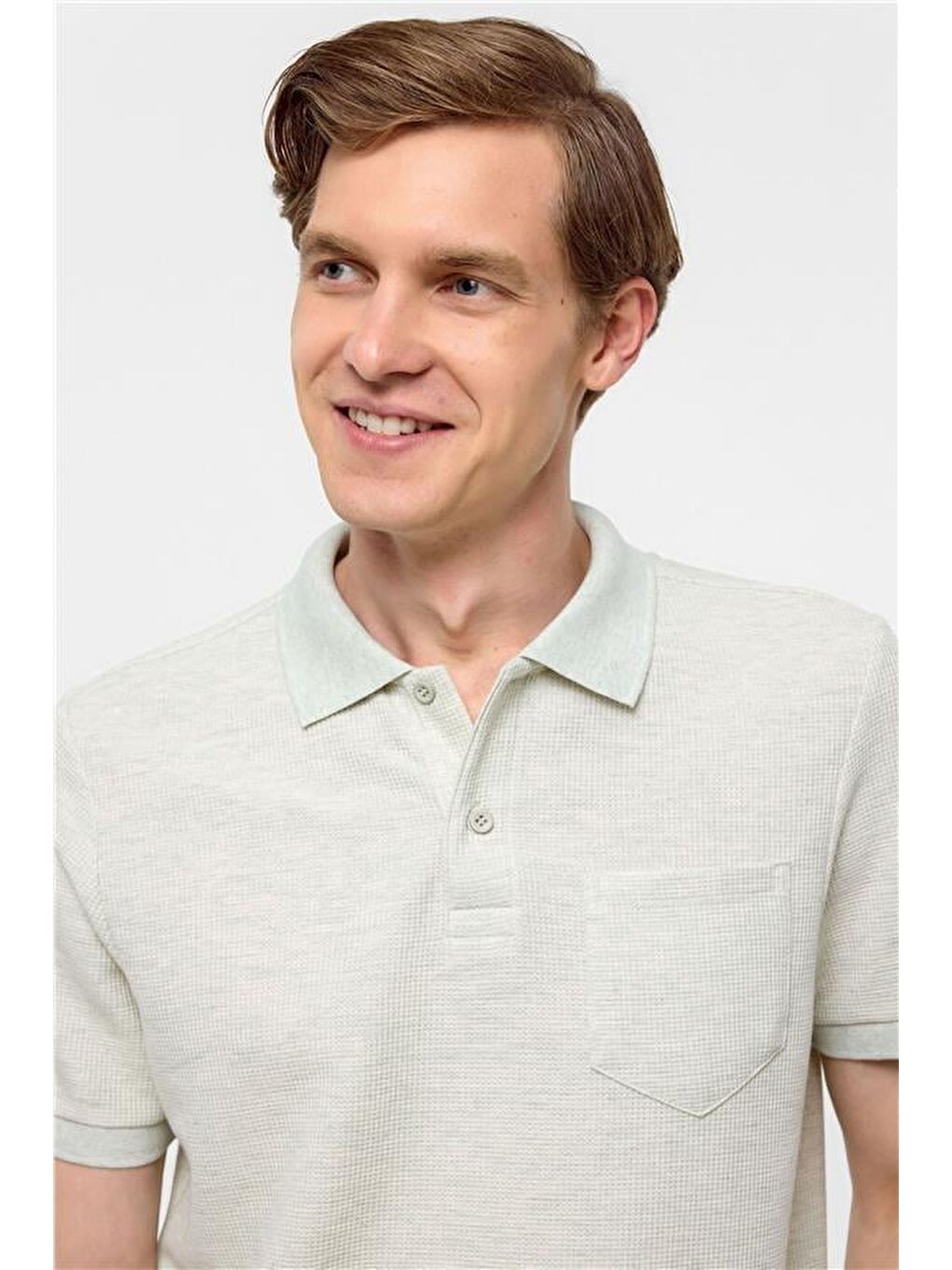 Yeşil Regular Armürlü Polo Yaka Tişört-2