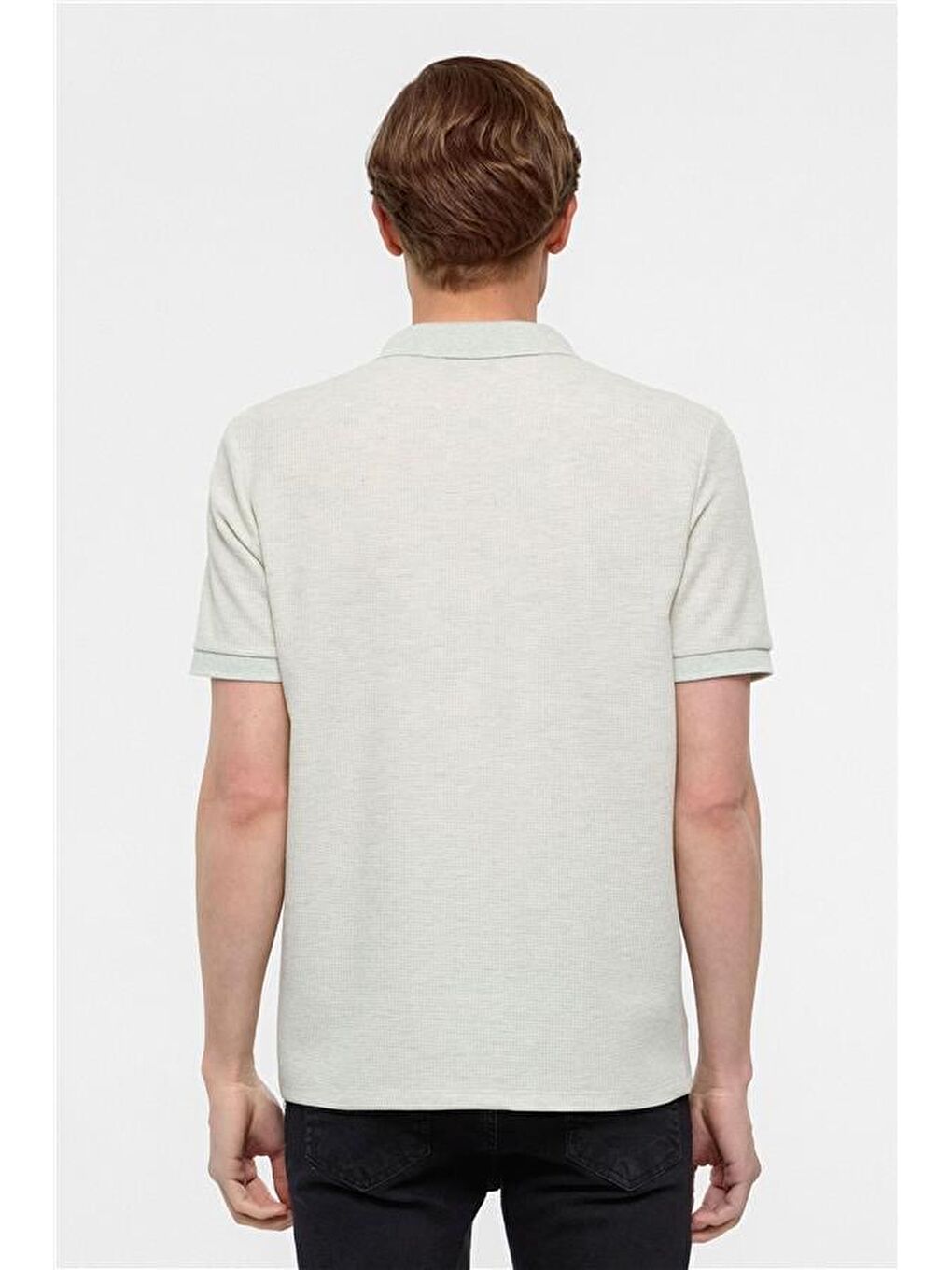 Yeşil Regular Armürlü Polo Yaka Tişört-4