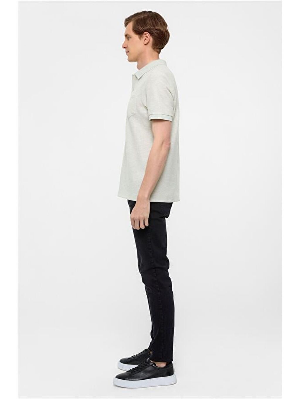 Yeşil Regular Armürlü Polo Yaka Tişört-5