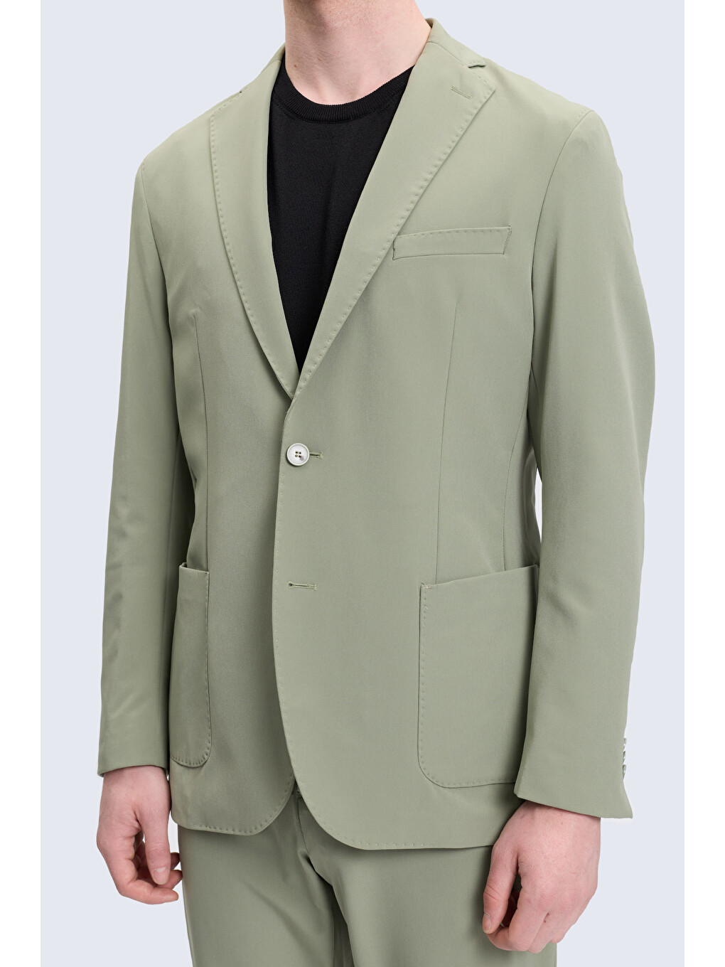 Yeşil Slim Fit Mono Yaka Casual Takım Elbise-3