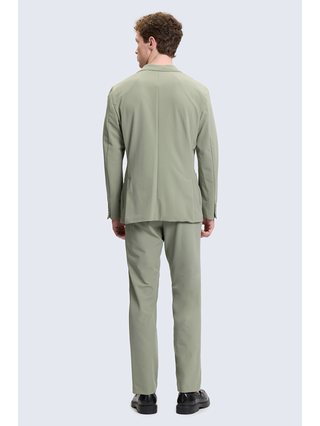 Yeşil Slim Fit Mono Yaka Casual Takım Elbise-4