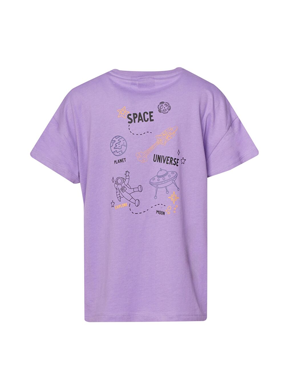 Peter Oversize Erkek Çocuk Mor Yuvarlak Yaka Tişört-2