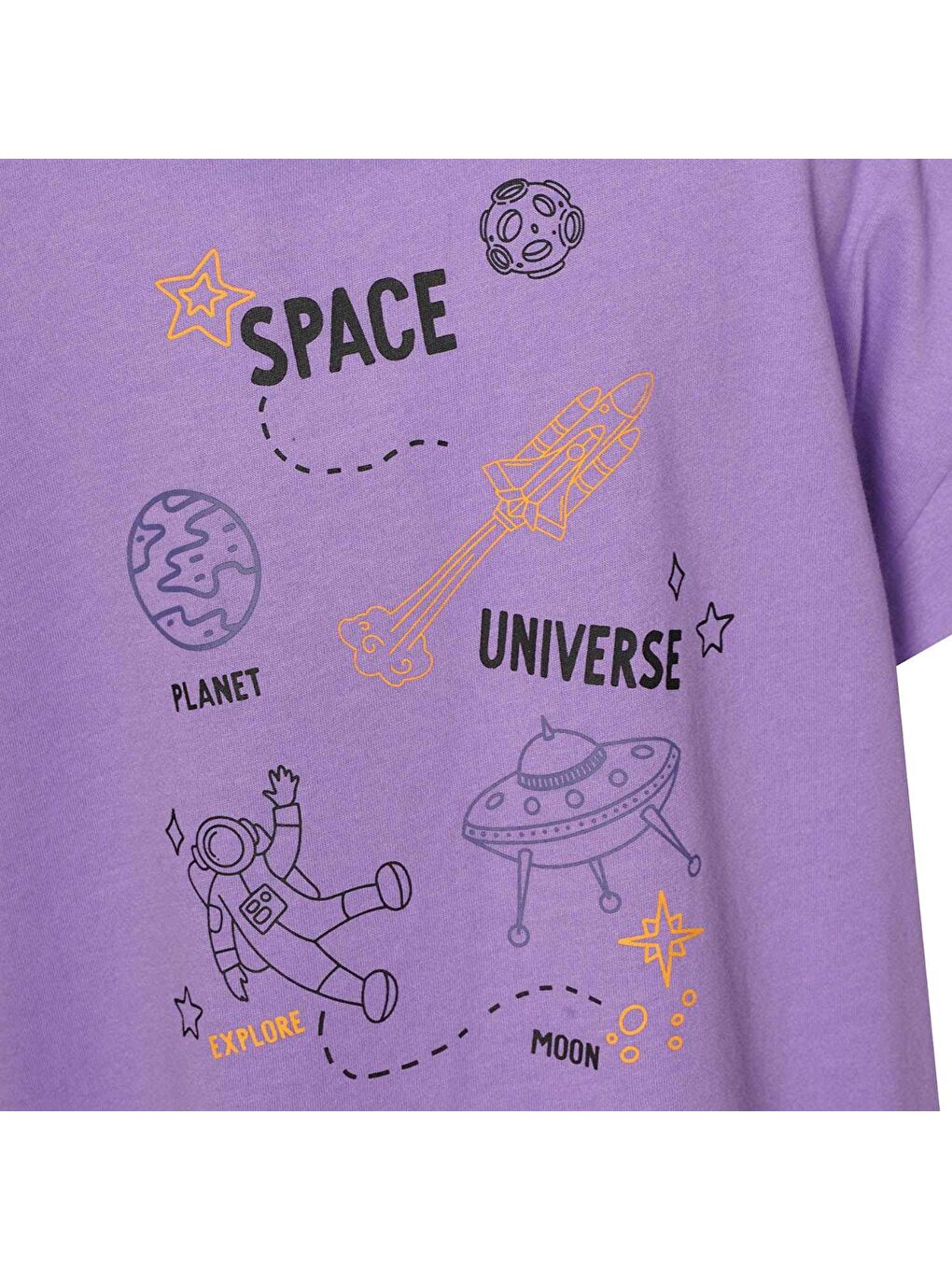 Peter Oversize Erkek Çocuk Mor Yuvarlak Yaka Tişört-3