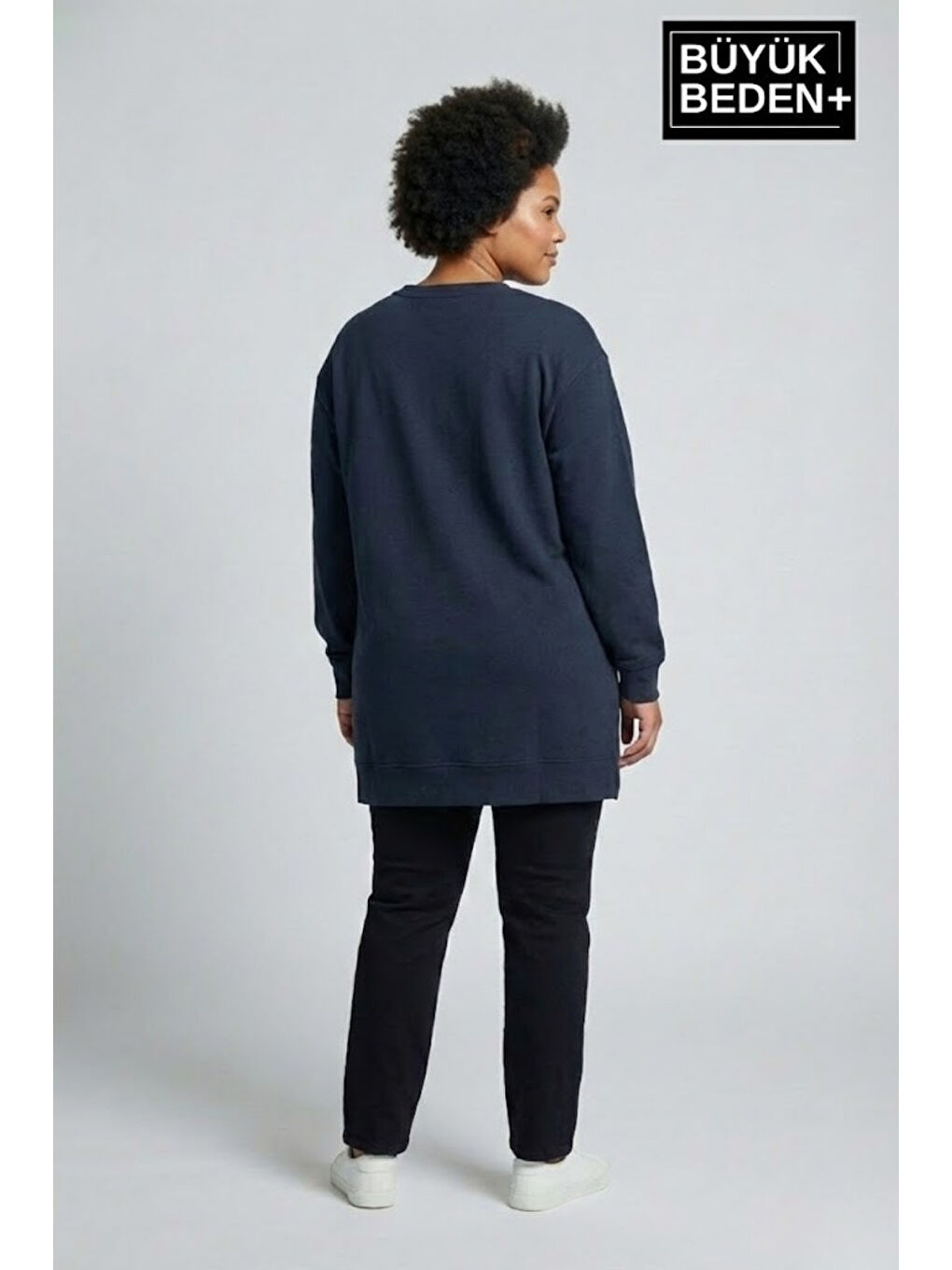 Mavi Kadın Tunik Büyük Beden NY NEWYORK Baskılı ince Sweatshırt SPR26BTK990-1-1