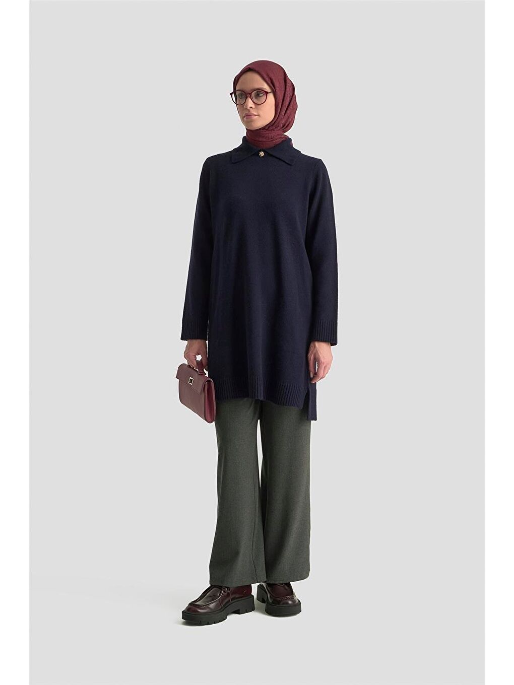 Polo Yaka Triko Tunik 25Kd7003 Lacivert-1