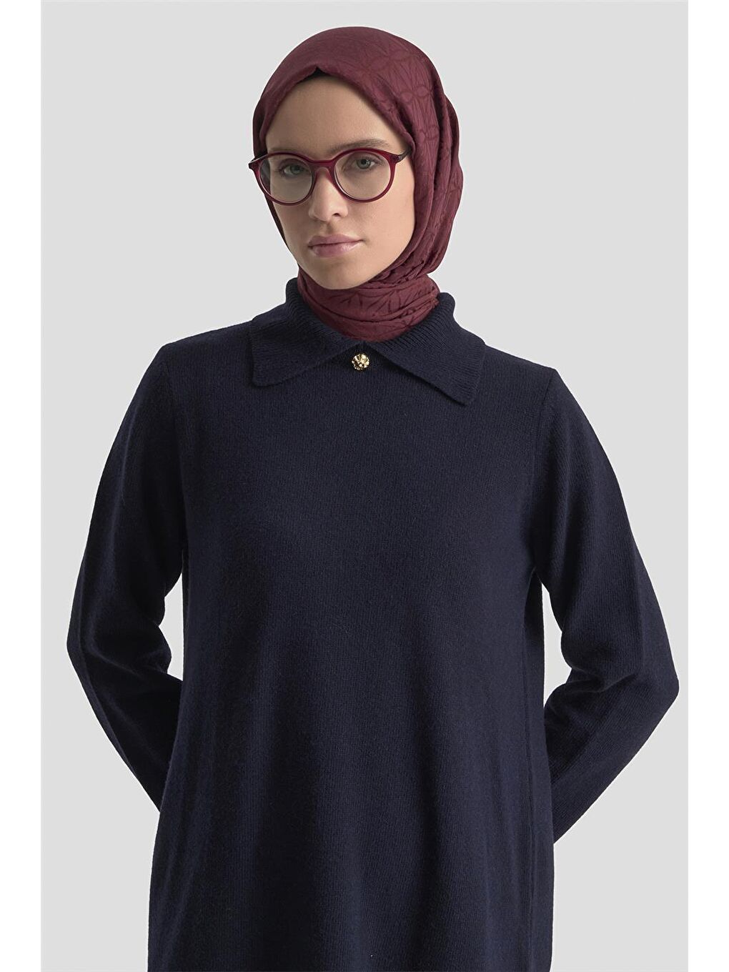 Polo Yaka Triko Tunik 25Kd7003 Lacivert-2