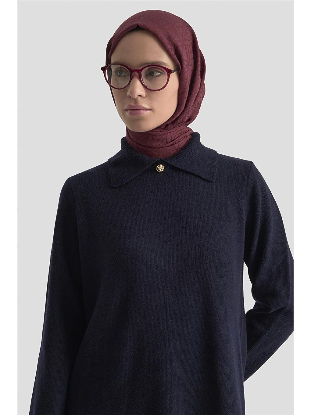 Polo Yaka Triko Tunik 25Kd7003 Lacivert-3