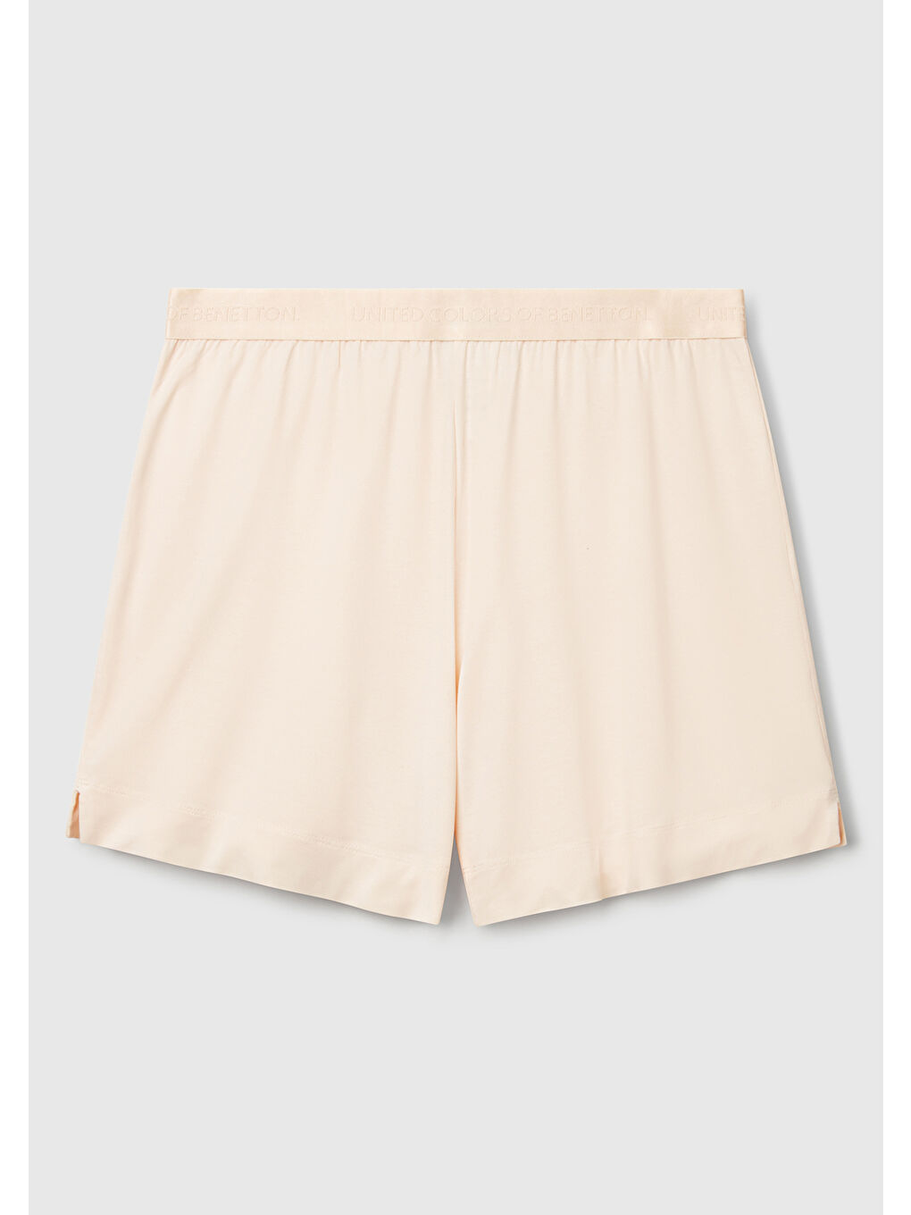 Kadın Ekru Beli Logo Bantlı Bermuda Şort