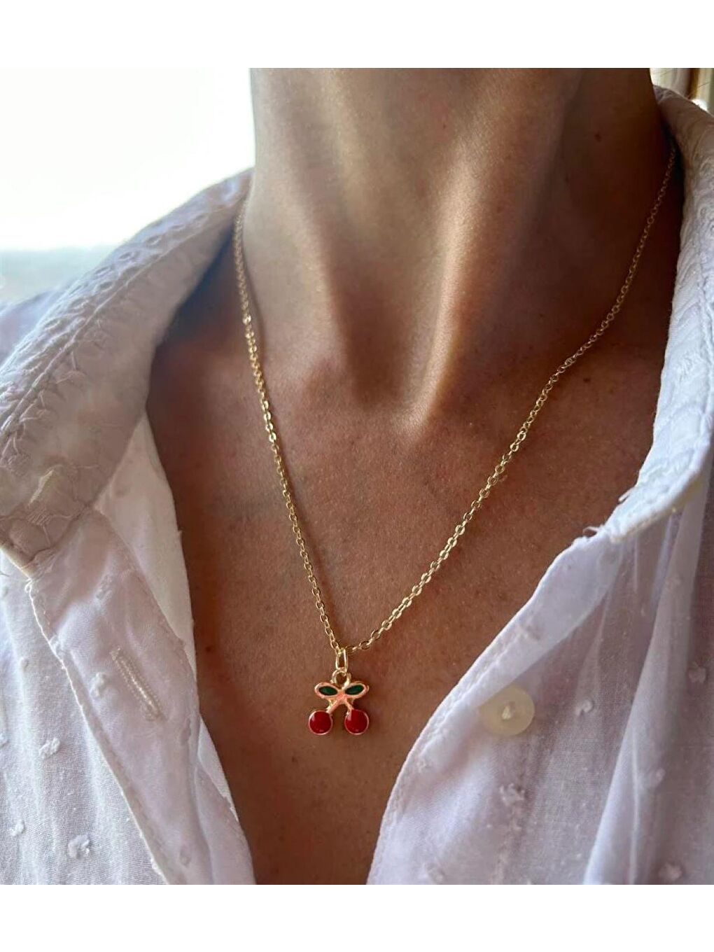 Sarı Kadın Kiraz Kolye