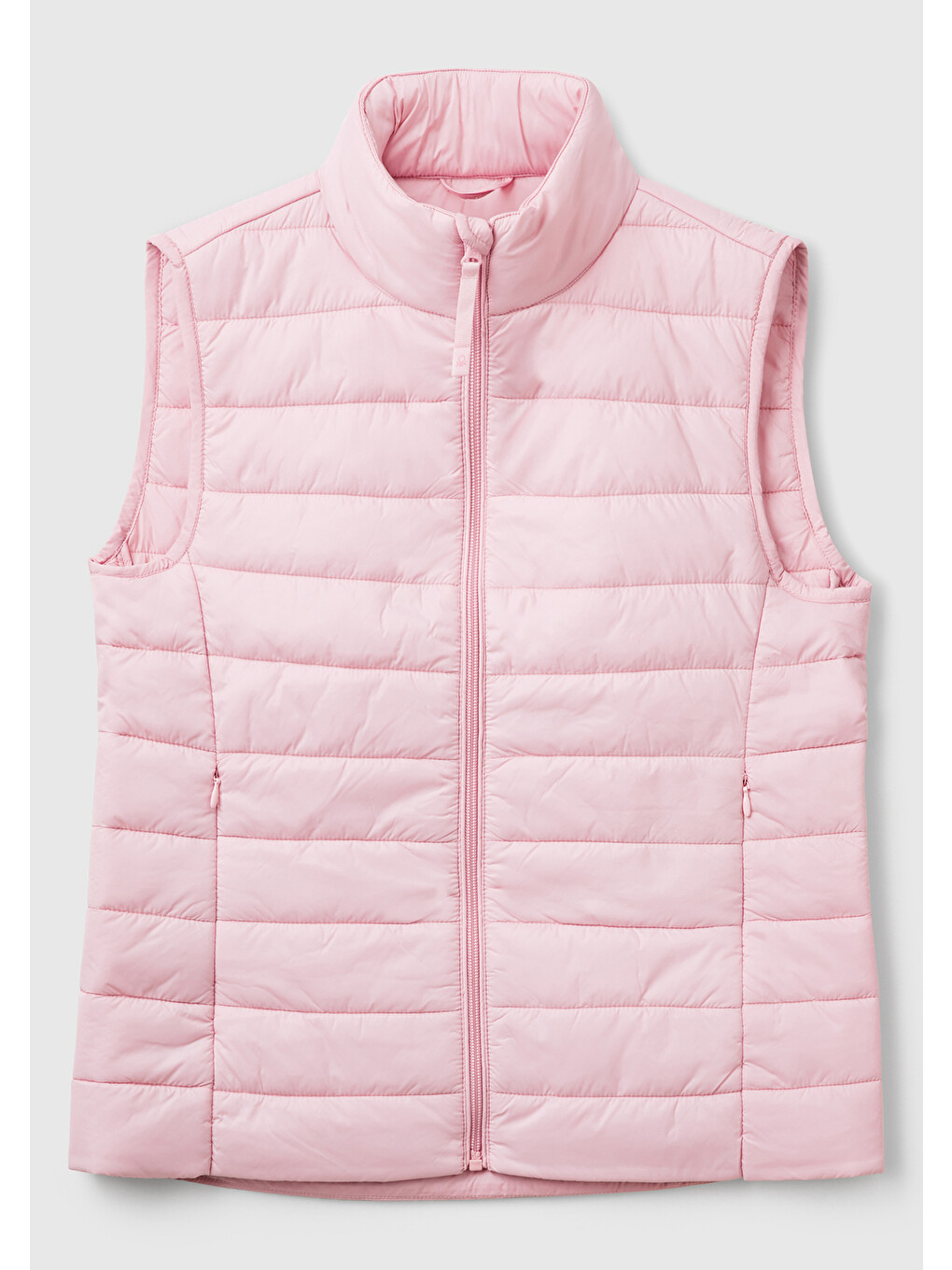 Kadın Açık Pembe Polyester Dolgulu Fermuarlı Slim Fit Pufa Yelek-1