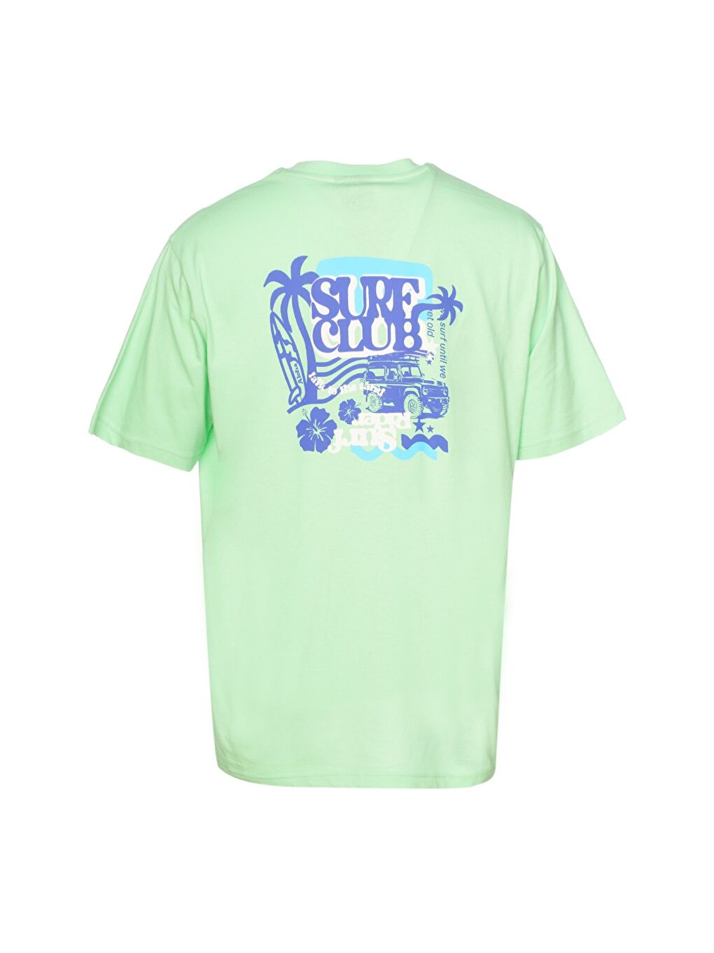 Lessi Oversize Erkek Yeşil Yuvarlak Yaka Tişört-2