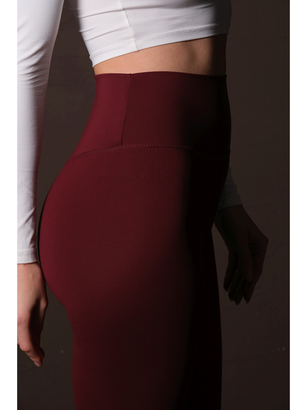 Bordo Karyoka Dikiş Detaylı Toparlayıcı Sportif Detaylı Ekstra Esnek Kadın Tayt @Amazon-1