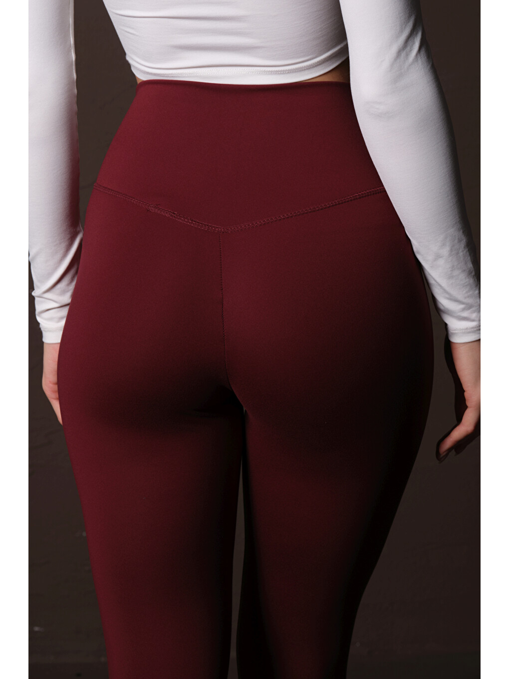 Bordo Karyoka Dikiş Detaylı Toparlayıcı Sportif Detaylı Ekstra Esnek Kadın Tayt @Amazon-4