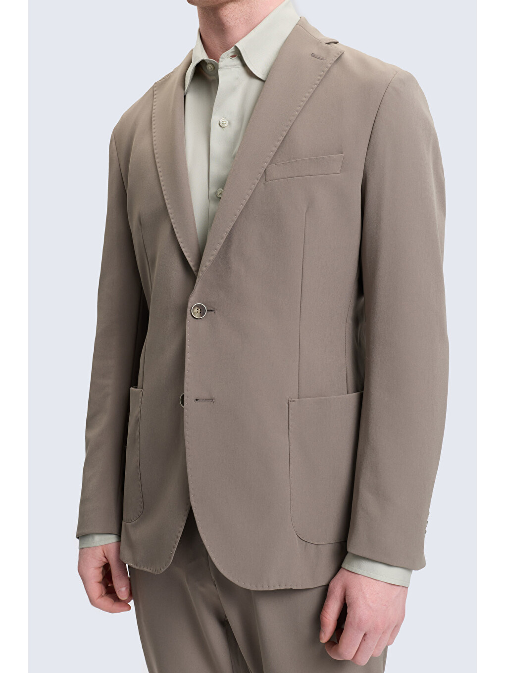 Bej Vizon Slim Fit Mono Yaka Casual Takım Elbise-2