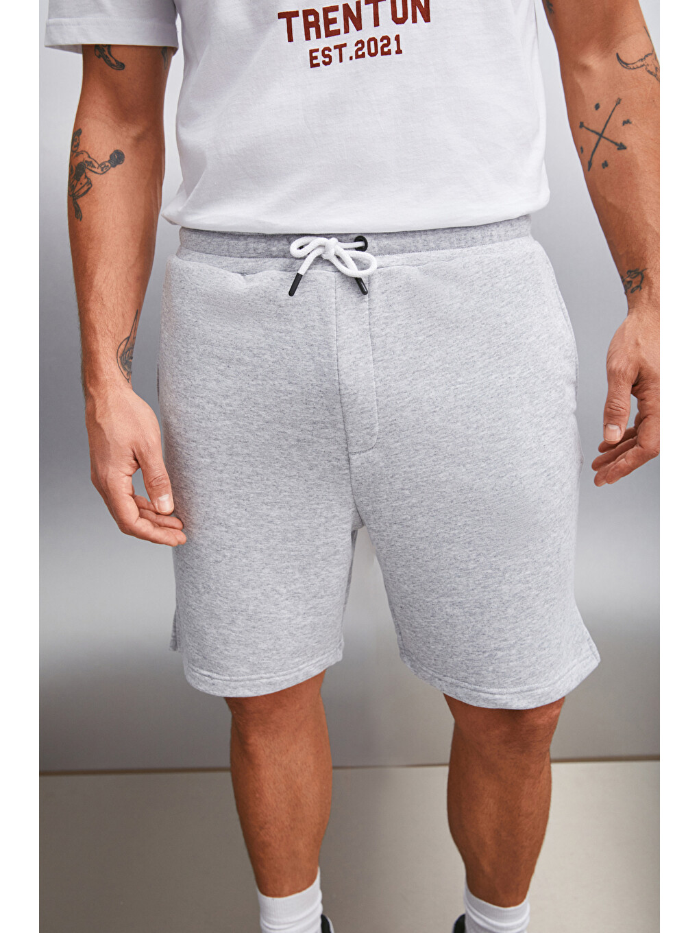 Gri UNCERTAIN Erkek Comfort Fit GRİ MELANJ Şort & Bermuda-4