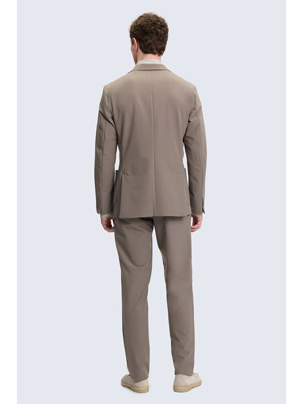 Bej Vizon Slim Fit Mono Yaka Casual Takım Elbise-4