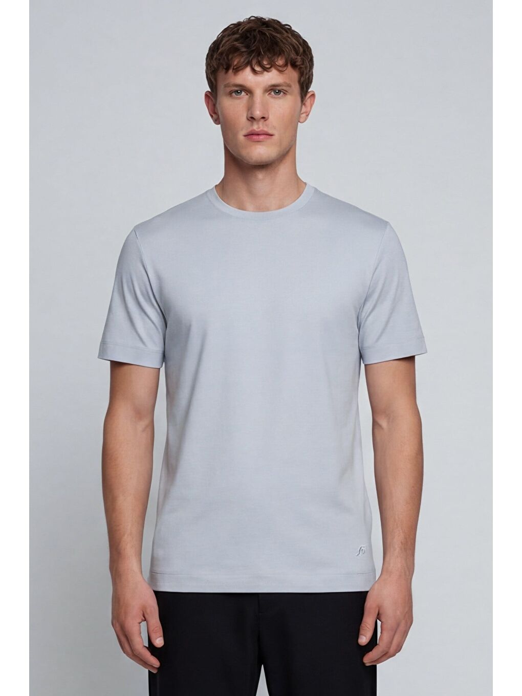 Erkek Soft Mavi Normal Kesim Regular Fit %100 Pamuk Bisiklet Yaka Basic Tişört