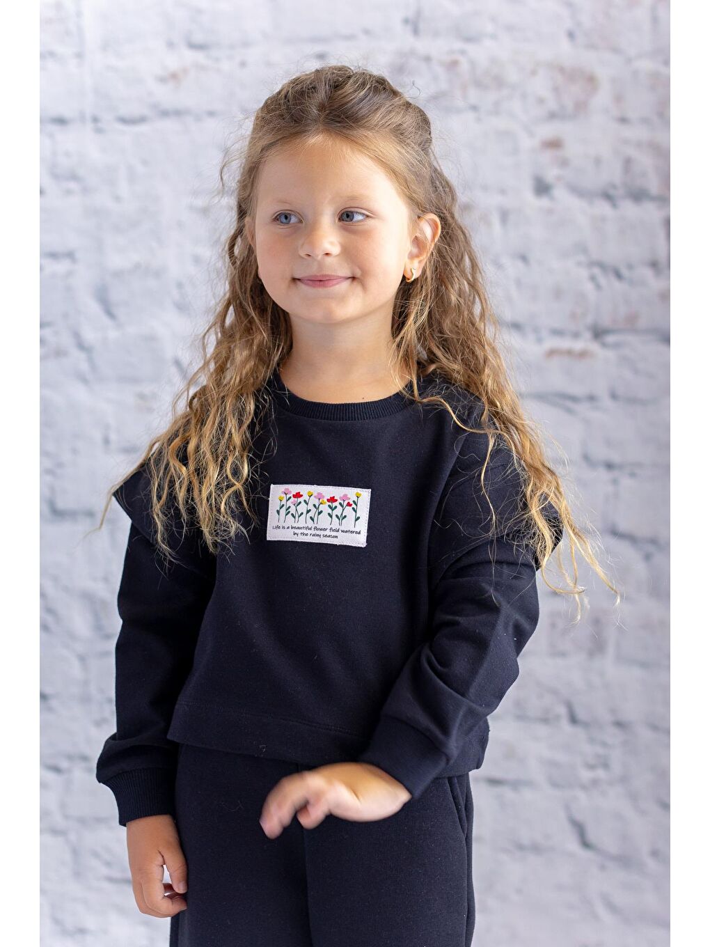 ZEYLAND Kız Çocuk Kol Detaylı Sweatshirt - Siyah - 1