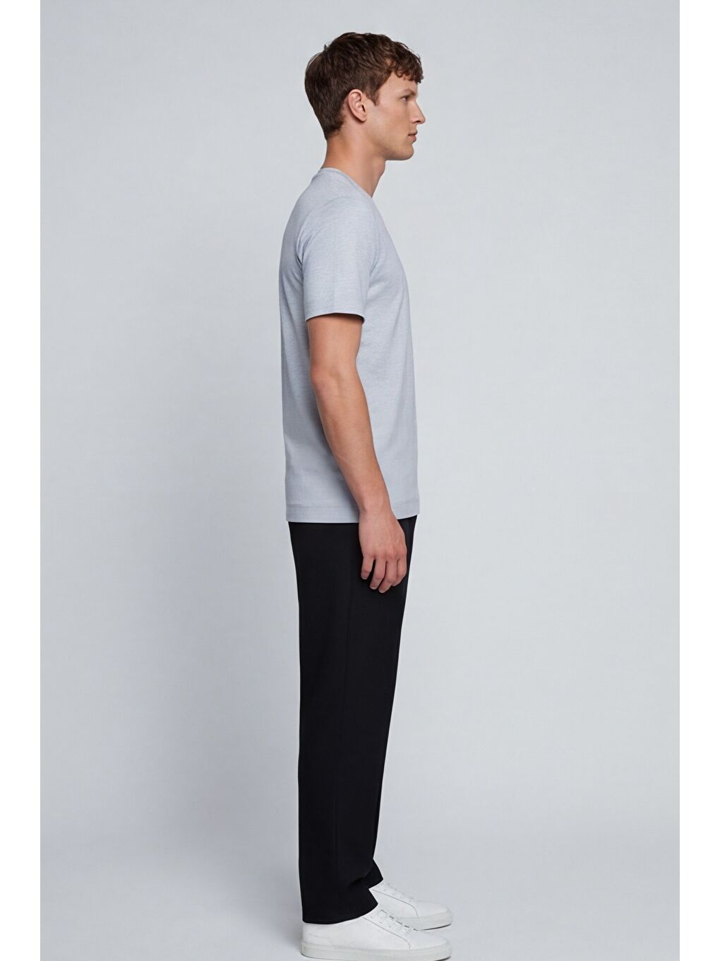 Erkek Soft Mavi Normal Kesim Regular Fit %100 Pamuk Bisiklet Yaka Basic Tişört-2