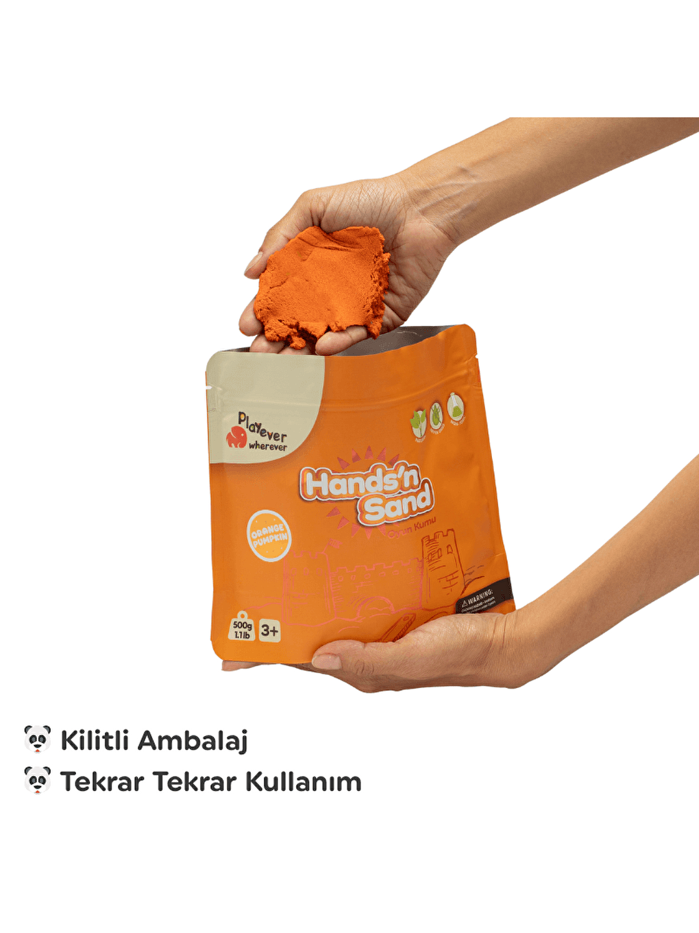 Hands'n Sand Doğal Kinetik Kum 500gr - Turuncu-4