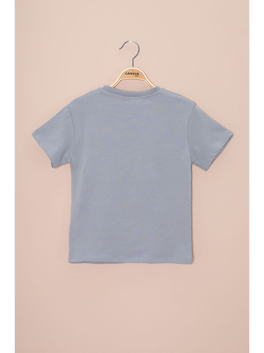 Gri Füme Araba Baskılı Nakış Detaylı Erkek Çocuk Bisiklet Yaka Tişört 20955-2